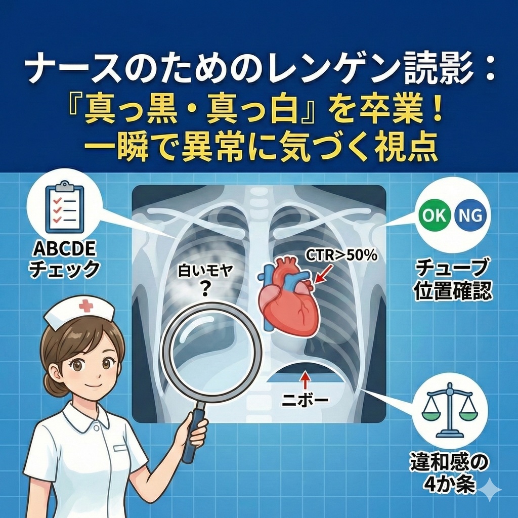 「真っ黒・真っ白」で終わらせない！ナースのためのレントゲン読影のコツ  