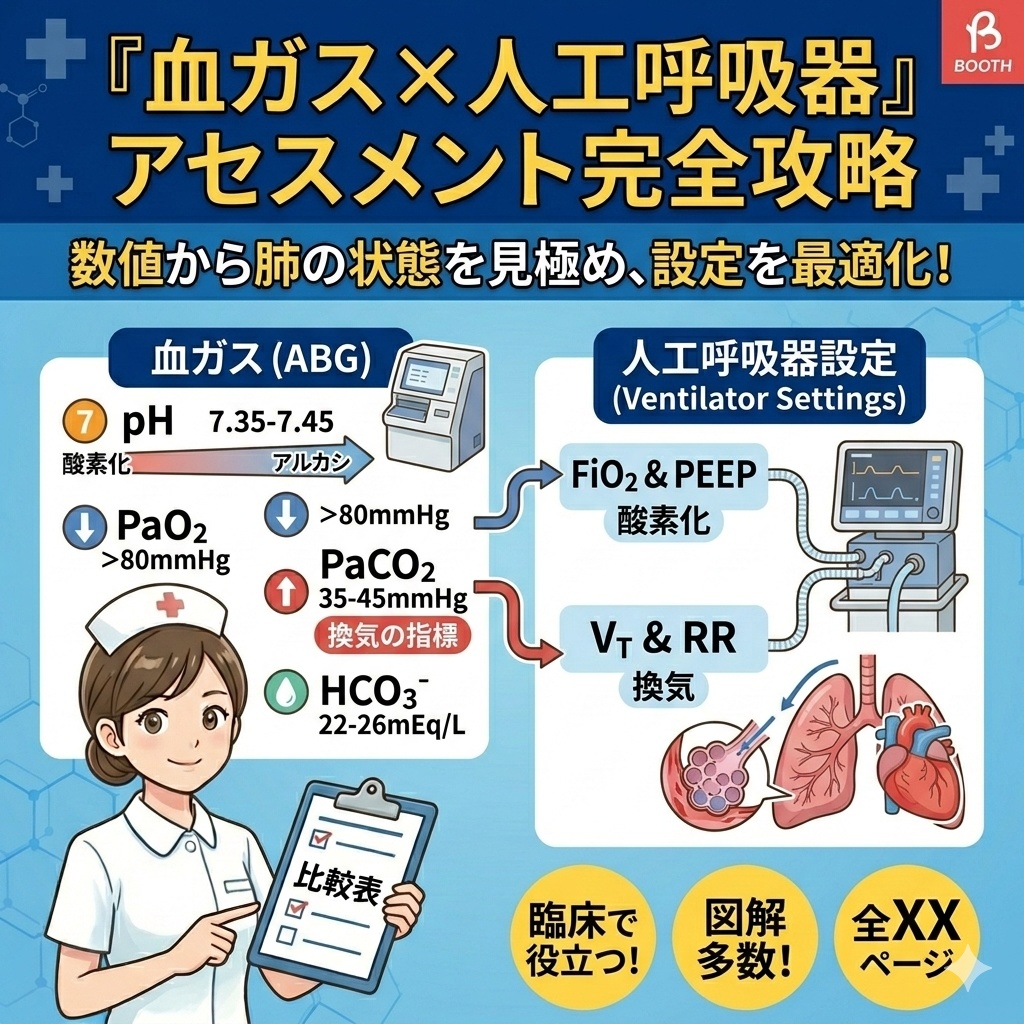 【血ガス×人工呼吸器】苦手克服！設定とアセスメントの「つながり」が見えるイラストまとめ