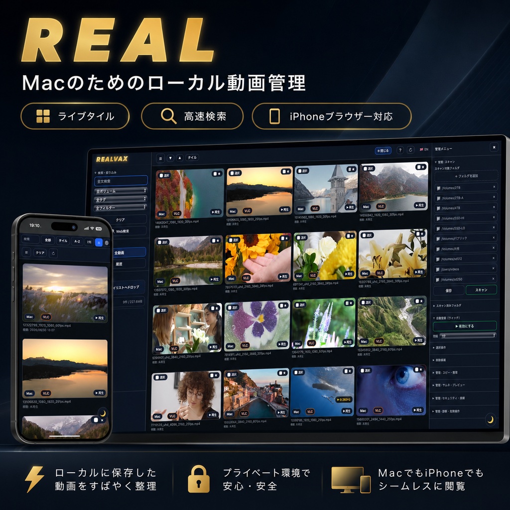 REAL ローカル動画ライブラリ
