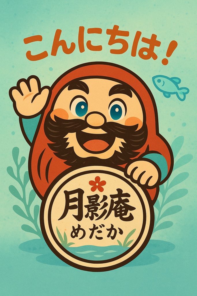 月影庵めだか 壁紙｜荒墨ver.【スマホ対応・和風デザイン】