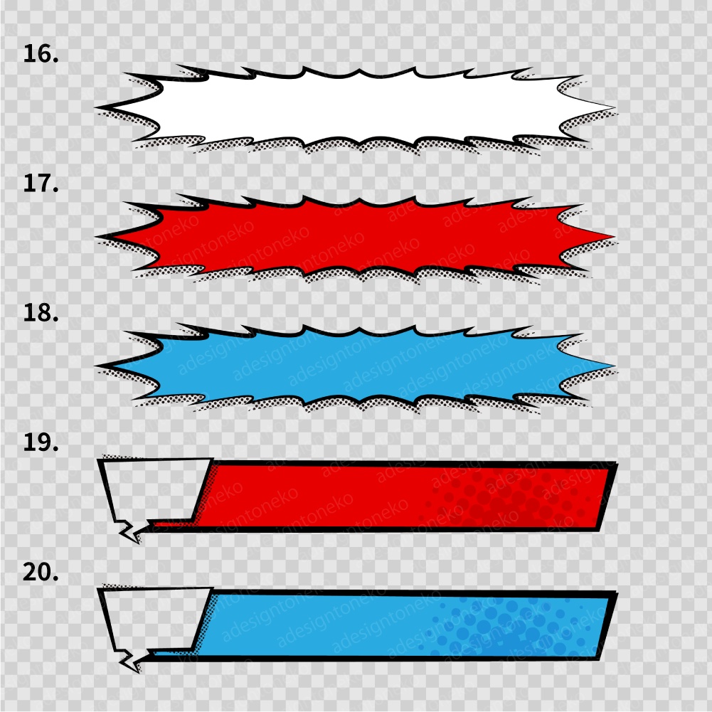 アメコミ系のテロップベース 30点セット