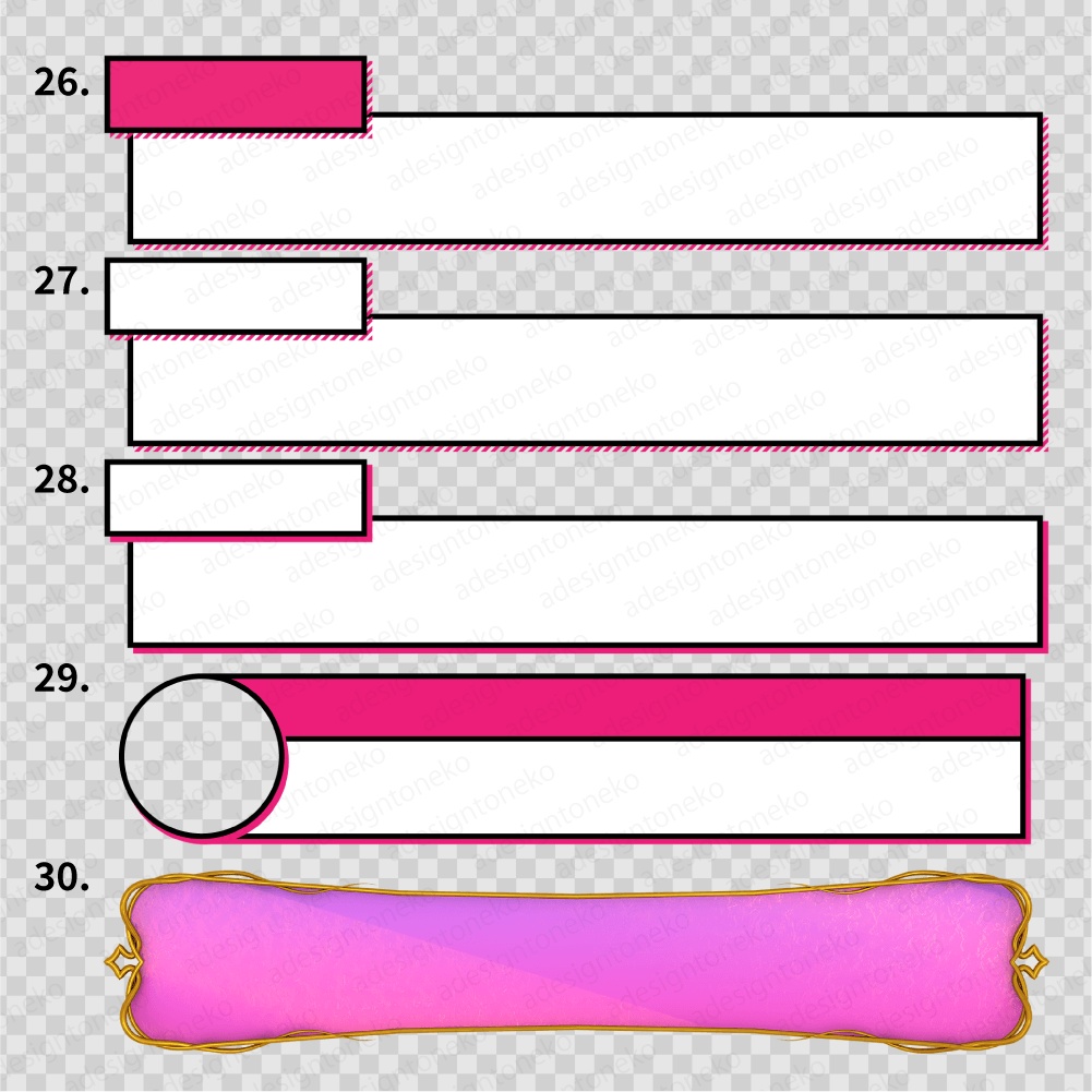ピンク系のテロップベース 30点セット