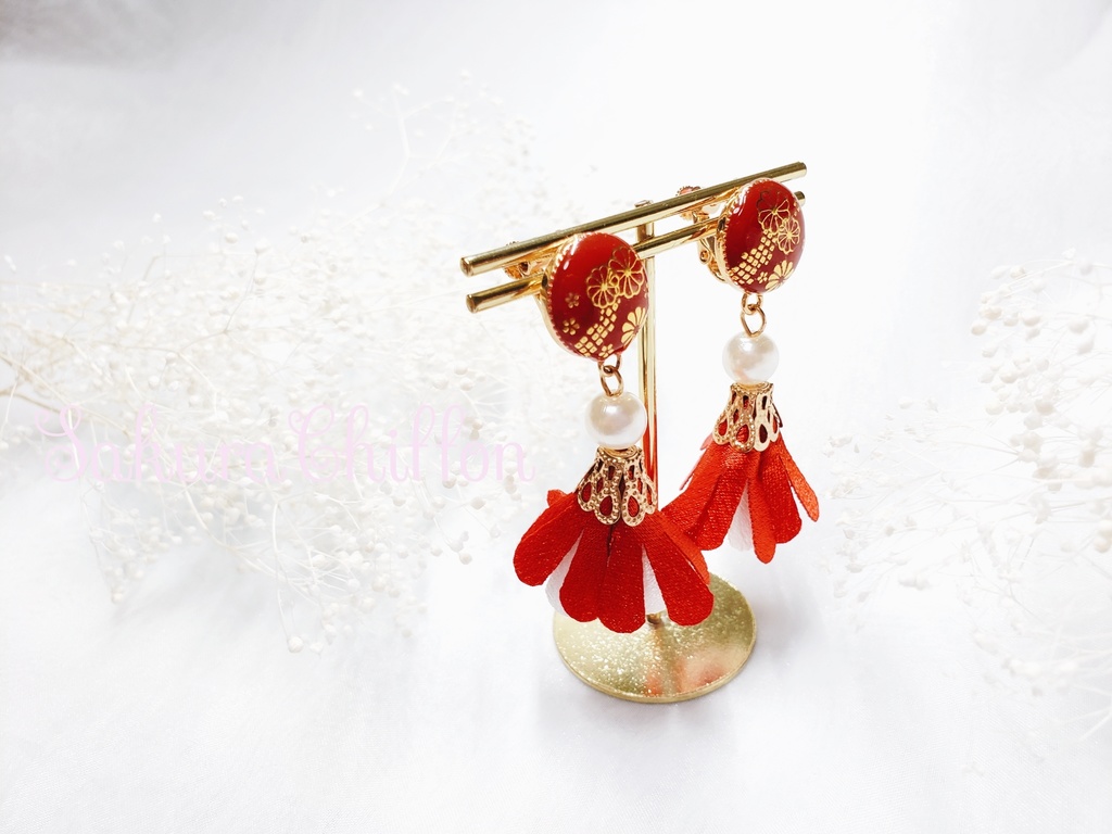 金蒔絵の耳飾りピアス 則宗