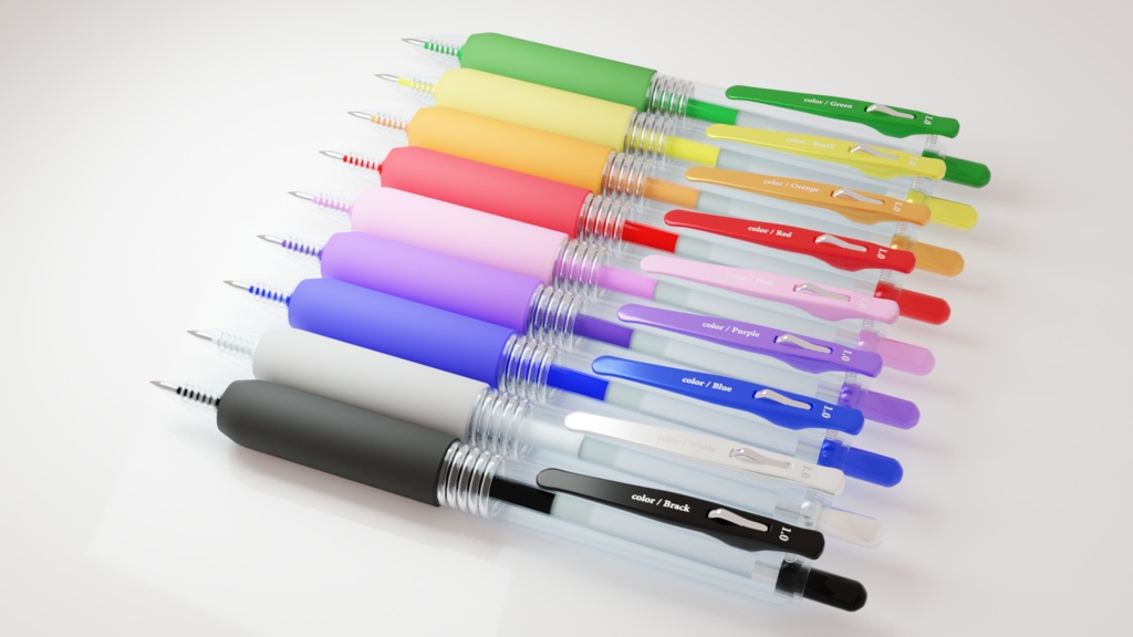 【無料配布】Blender対応 3Dモデル:9色カラーペン