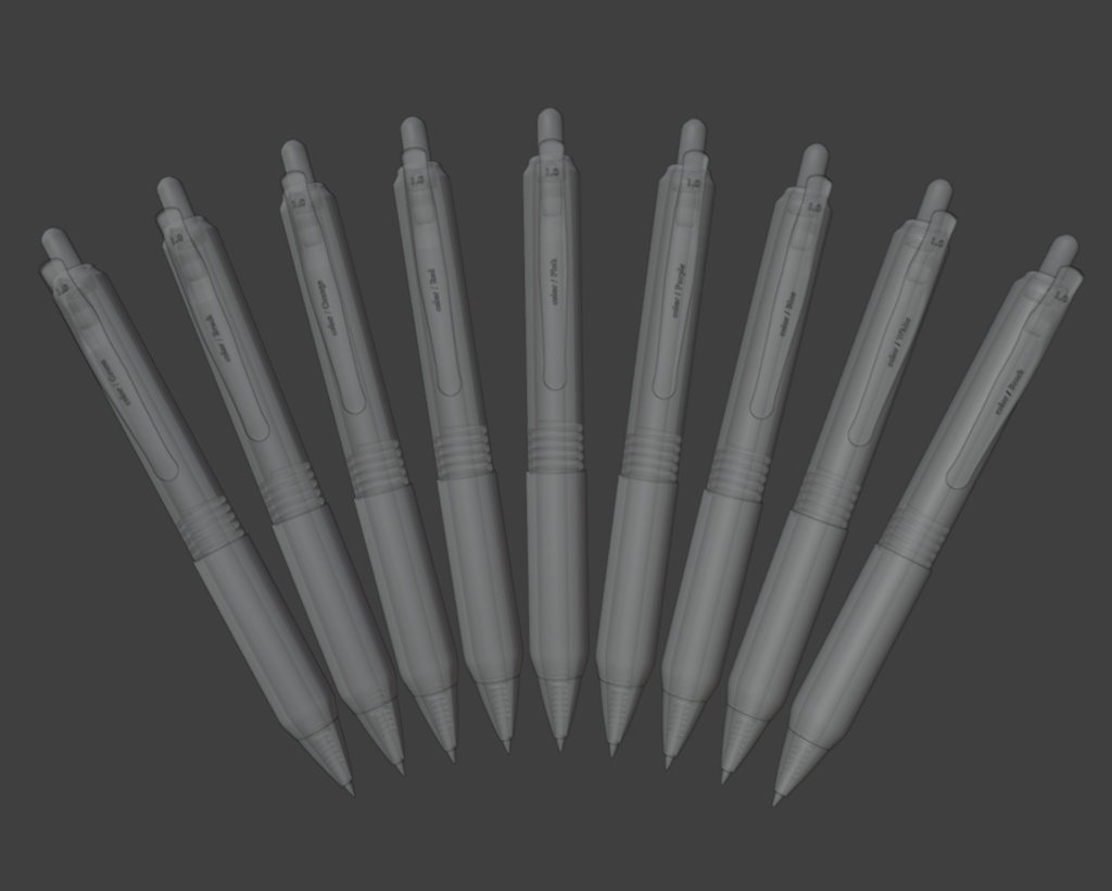 【無料配布】Blender対応 3Dモデル:9色カラーペン