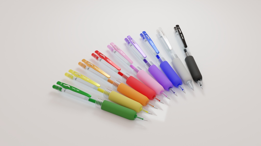【無料配布】Blender対応 3Dモデル:9色カラーペン