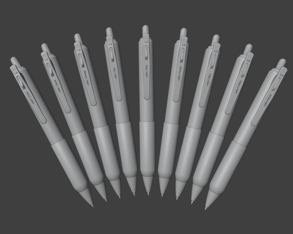 【無料配布】Blender対応 3Dモデル:9色カラーペン