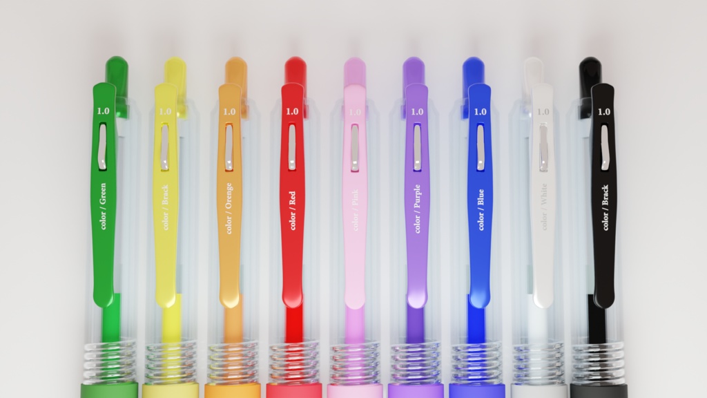 【無料配布】Blender対応 3Dモデル:9色カラーペン