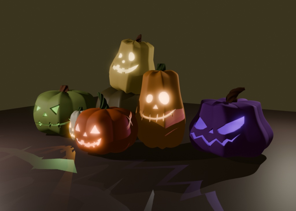 【無料配布】Blender対応 3Dモデル:カボチャのランタン