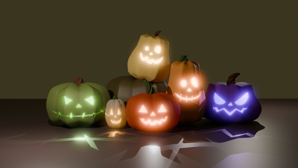 【無料配布】Blender対応 3Dモデル:カボチャのランタン