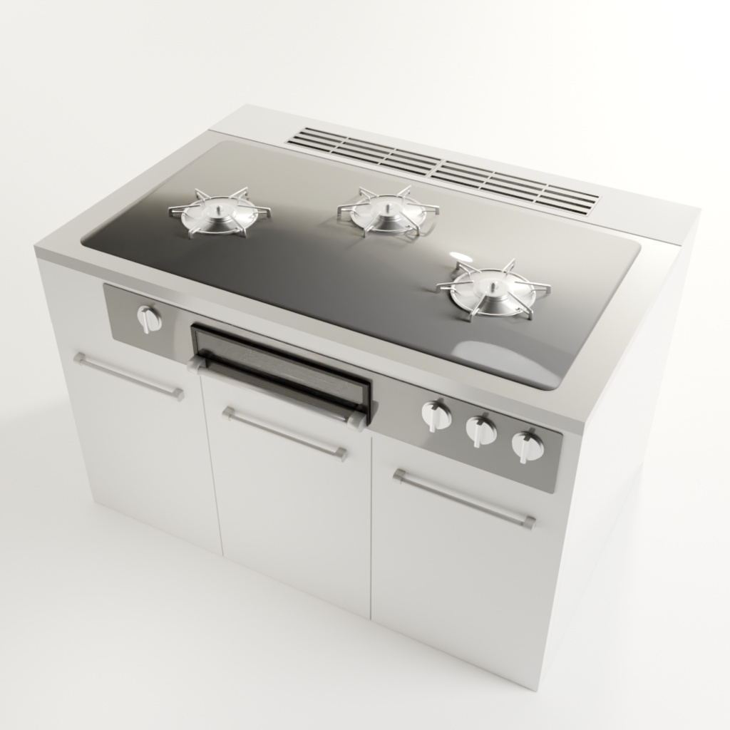 【Blender対応】3Dモデル:キッチンコンロ/ガラス鍋セット