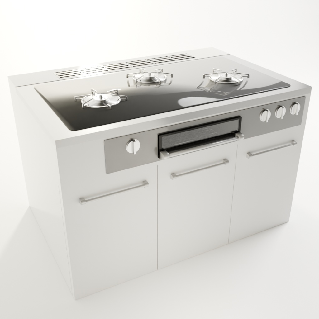 【Blender対応】3Dモデル:キッチンコンロ/ガラス鍋セット