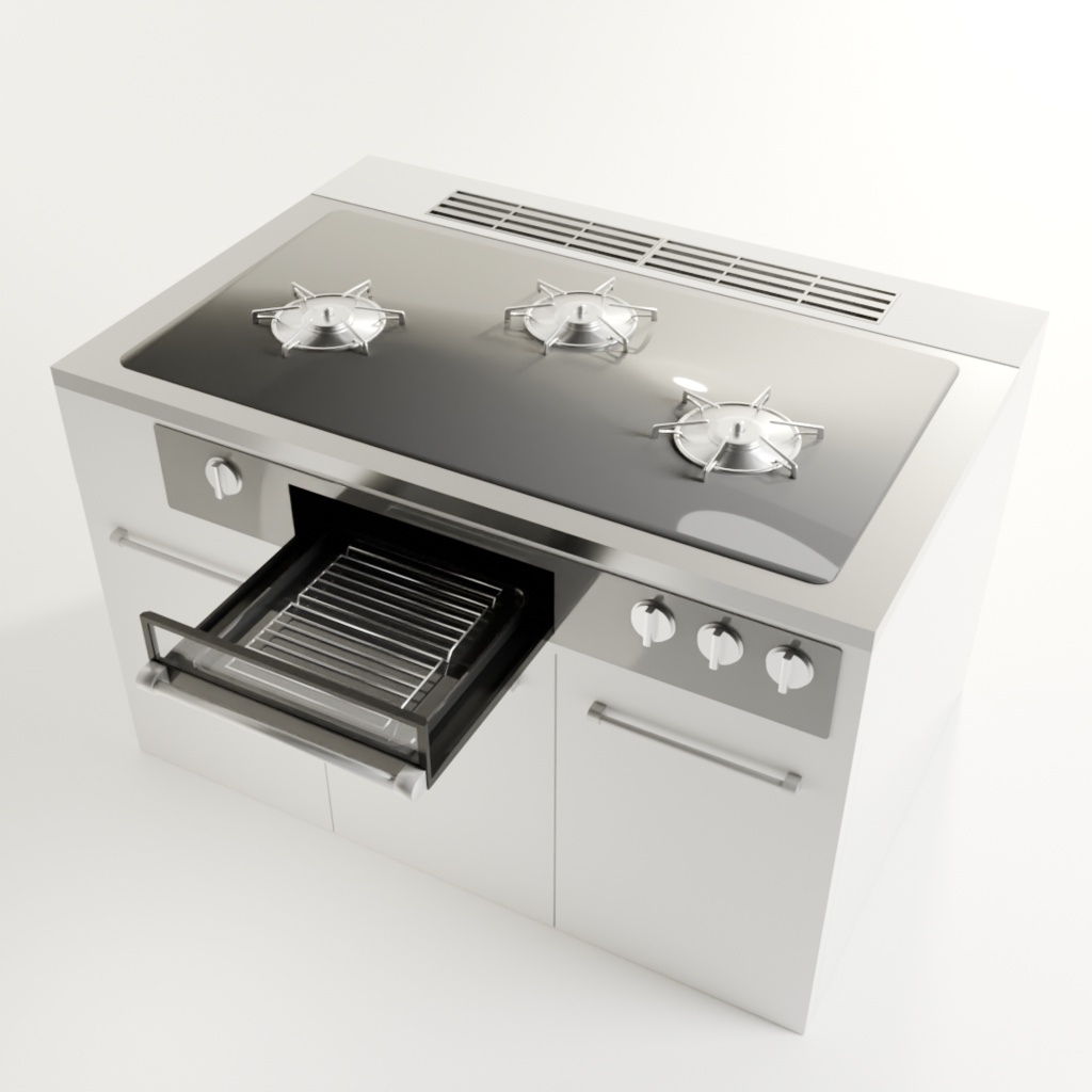 【Blender対応】3Dモデル:キッチンコンロ/ガラス鍋セット