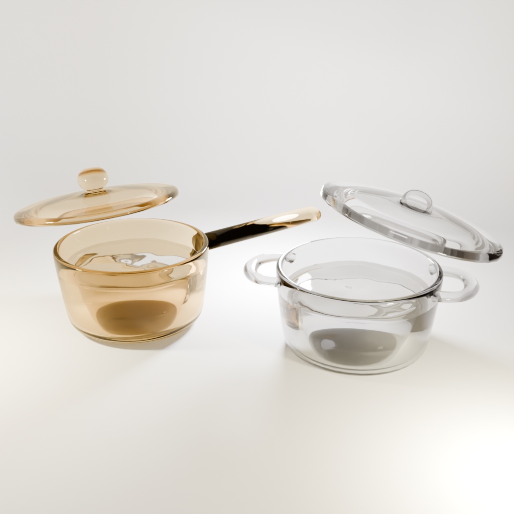 【Blender対応】3Dモデル:キッチンコンロ/ガラス鍋セット