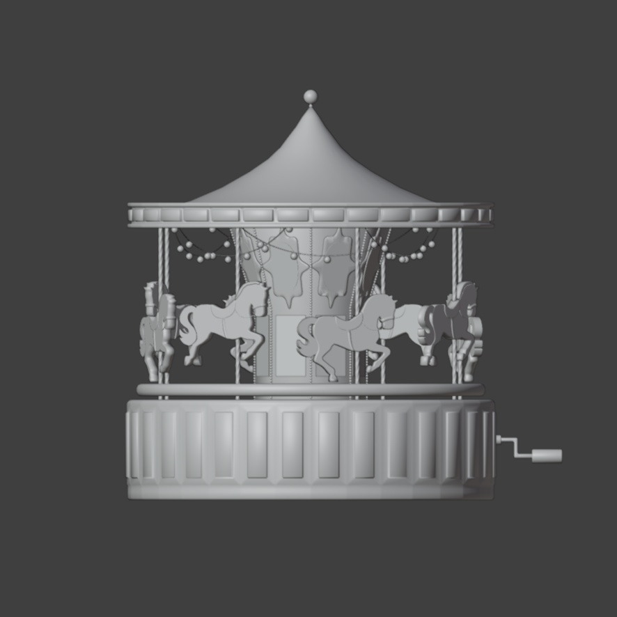 【Blender対応】3Dモデル:アニメーション付き・オルゴール風メリーゴーランド