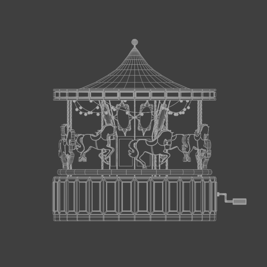 【Blender対応】3Dモデル:アニメーション付き・オルゴール風メリーゴーランド