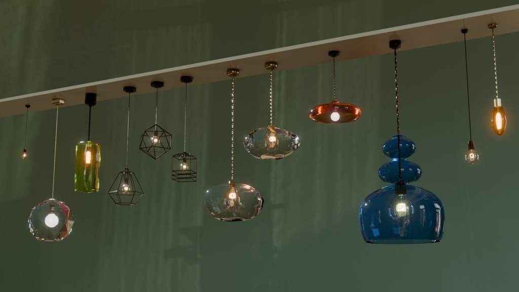 【Blender対応】3Dモデル:シーリングライト・12種セット