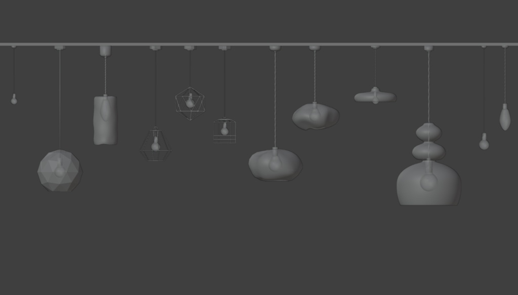 【Blender対応】3Dモデル:シーリングライト・12種セット