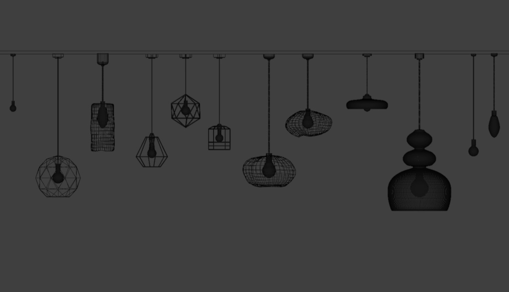 【Blender対応】3Dモデル:シーリングライト・12種セット