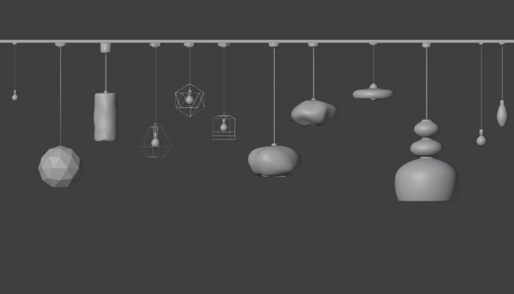【Blender対応】3Dモデル:シーリングライト・12種セット