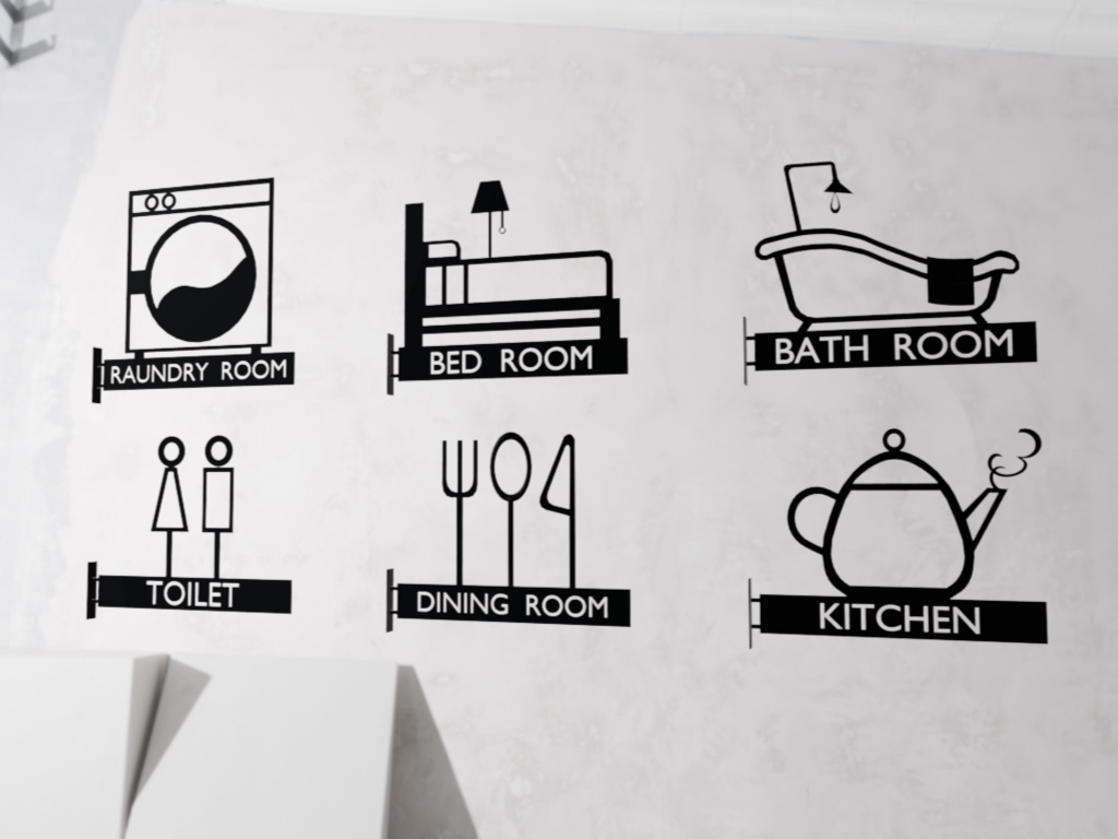 【Blender対応】 3Dモデル:ルームサイン6種