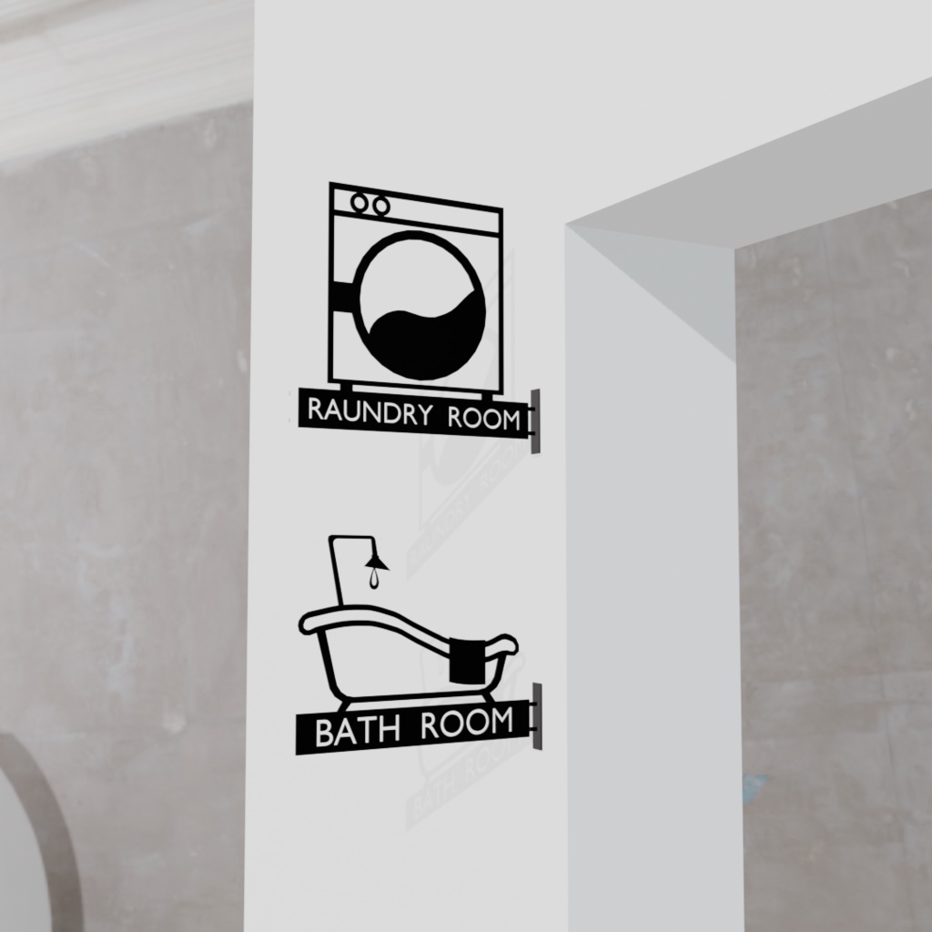 【Blender対応】 3Dモデル:ルームサイン6種