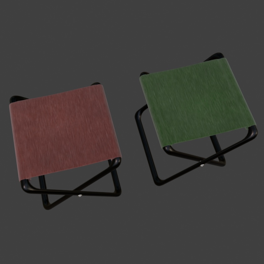 【Blender対応】3Dモデル:アウトドア用品・Aセット/2色チェアセット