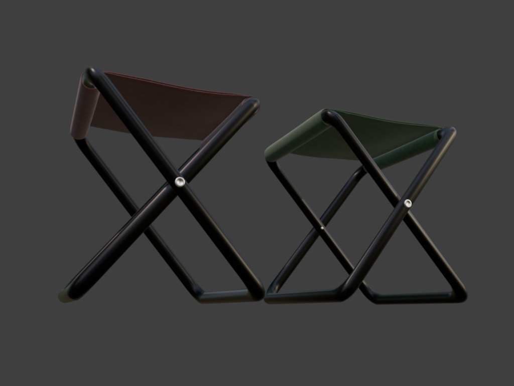 【Blender対応】3Dモデル:アウトドア用品・Aセット/2色チェアセット