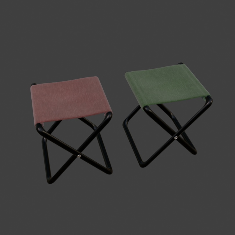 【Blender対応】3Dモデル:アウトドア用品・Aセット/2色チェアセット