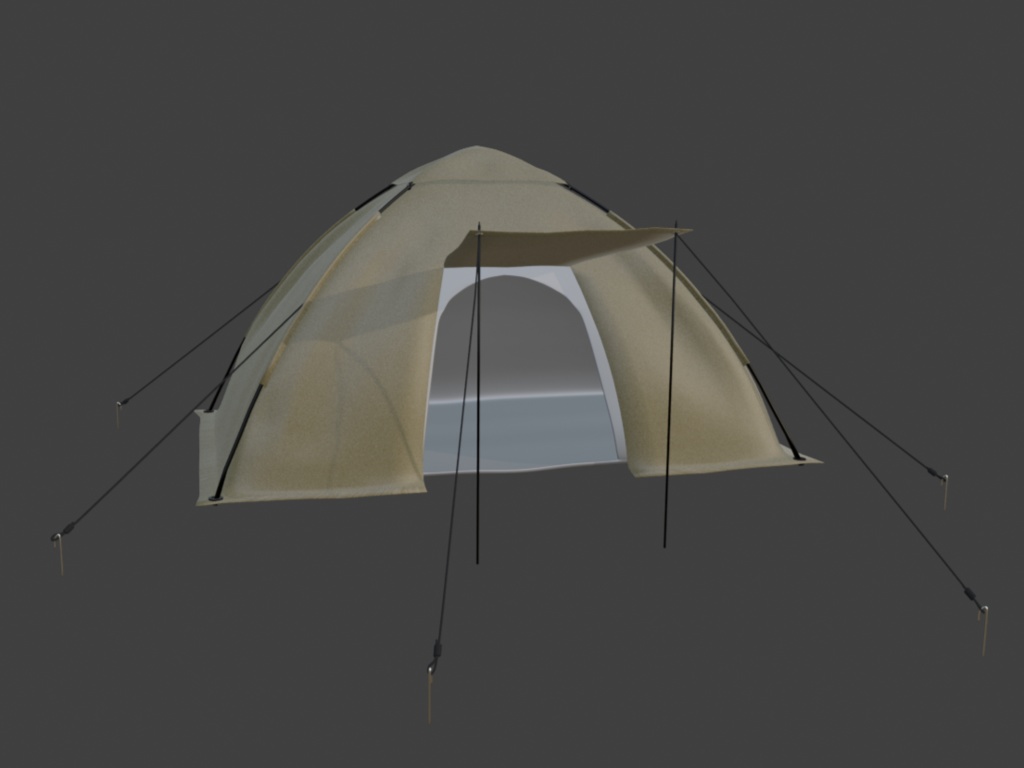 【Blender対応】3Dモデル:アウトドア用品・Bセット/テント単品