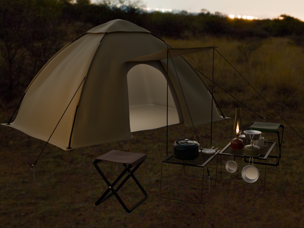 【Blender対応】3Dモデル:アウトドア用品・Eセット/フルセット