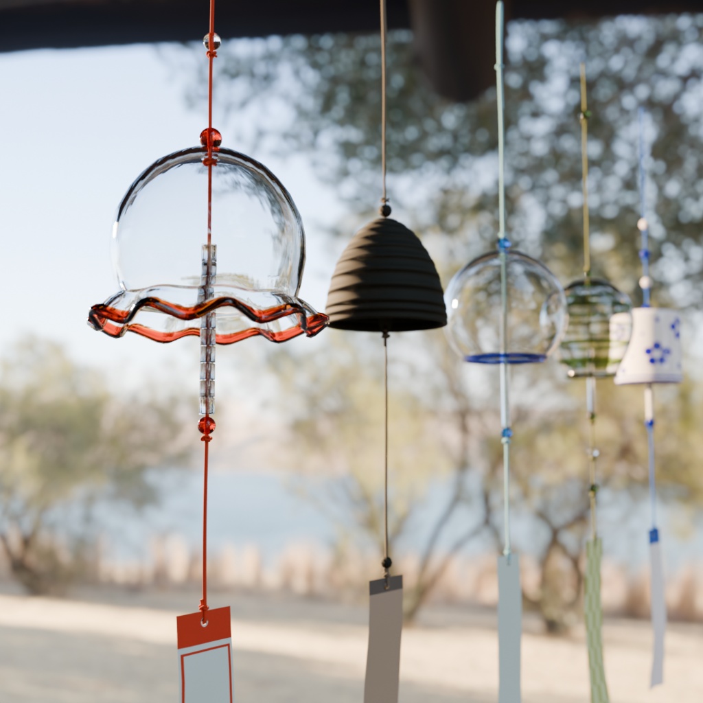 【Blender対応】3Dモデル:風鈴・5種セット