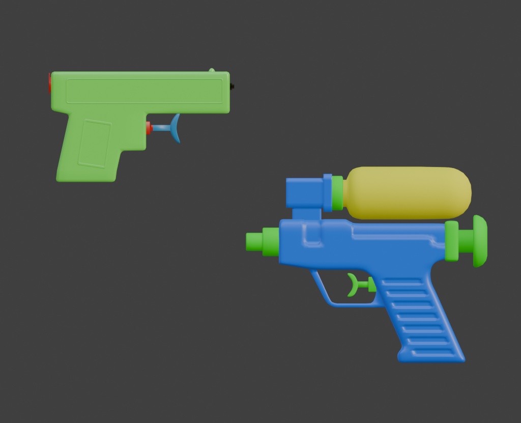 【Blender対応】3Dモデル:水鉄砲・2種セット