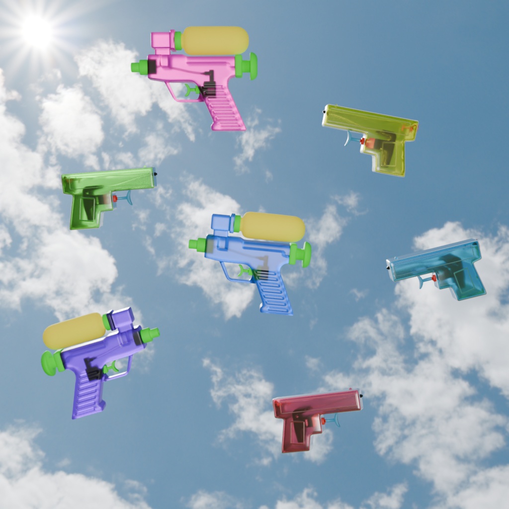 【Blender対応】3Dモデル:水鉄砲・2種セット