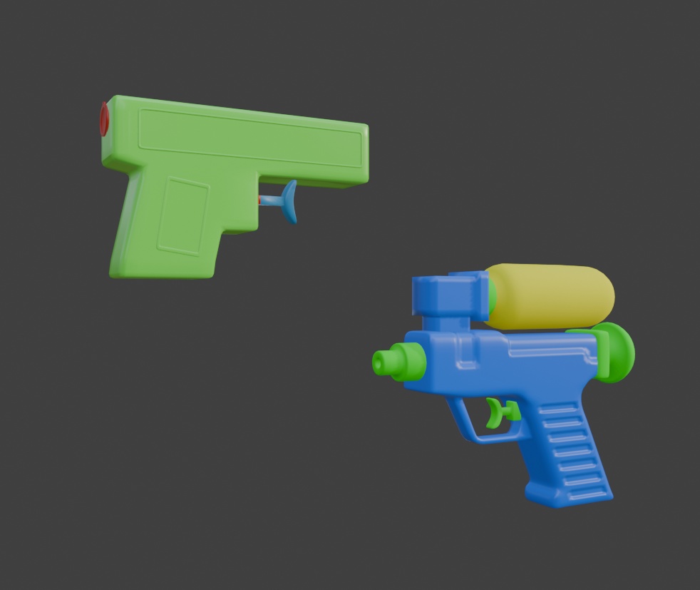 【Blender対応】3Dモデル:水鉄砲・2種セット
