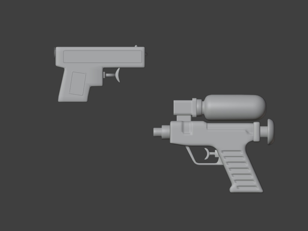 【Blender対応】3Dモデル:水鉄砲・2種セット