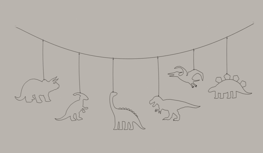 【無料配布】Blender対応 3Dモデル:ワイヤーガーランド・恐竜