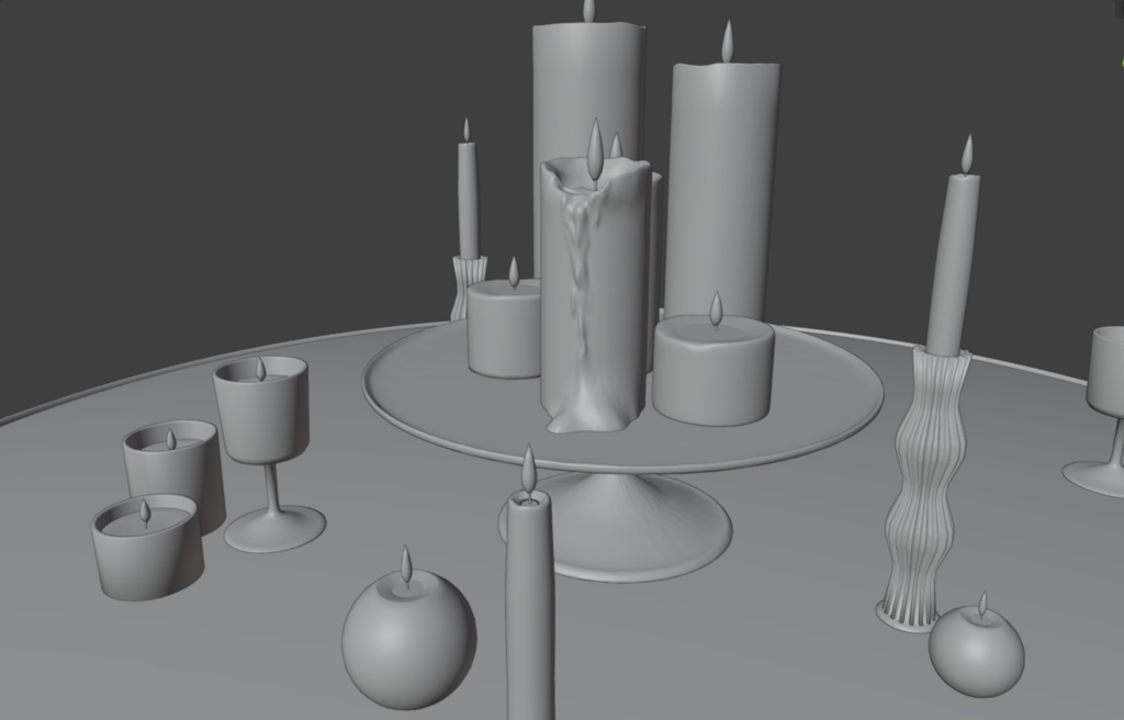 【Blender対応】3Dモデル:キャンドルセット