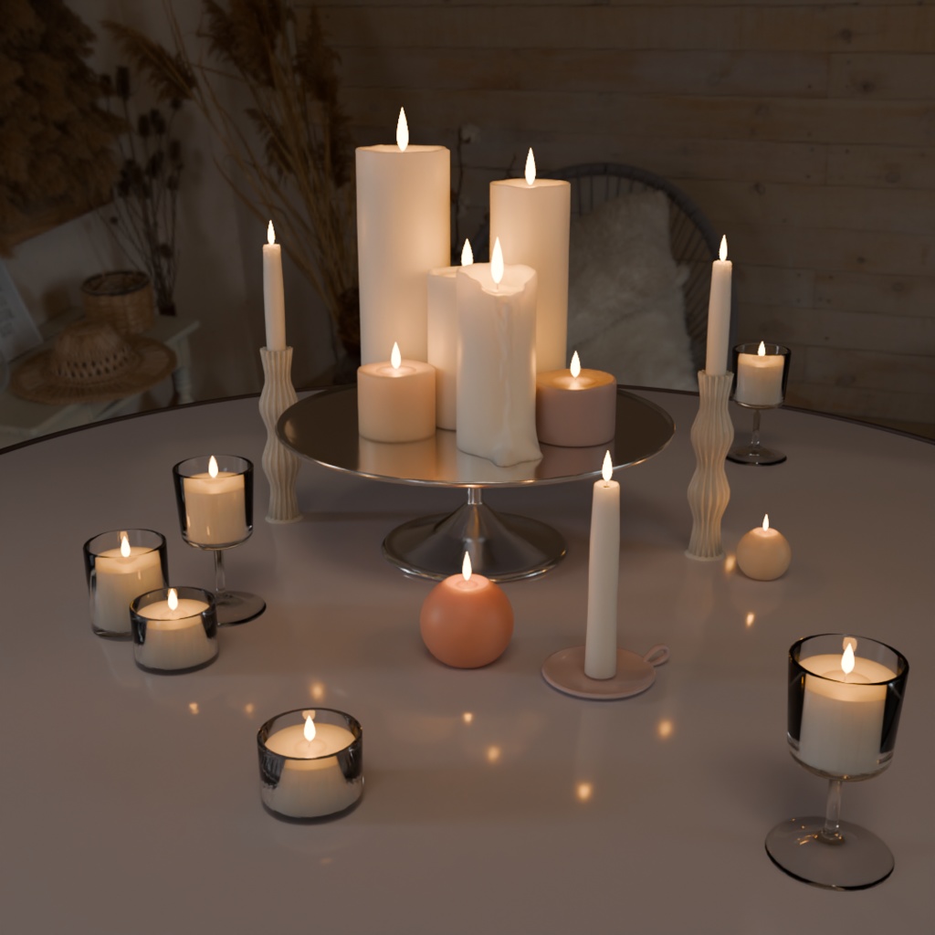 【Blender対応】3Dモデル:キャンドルセット