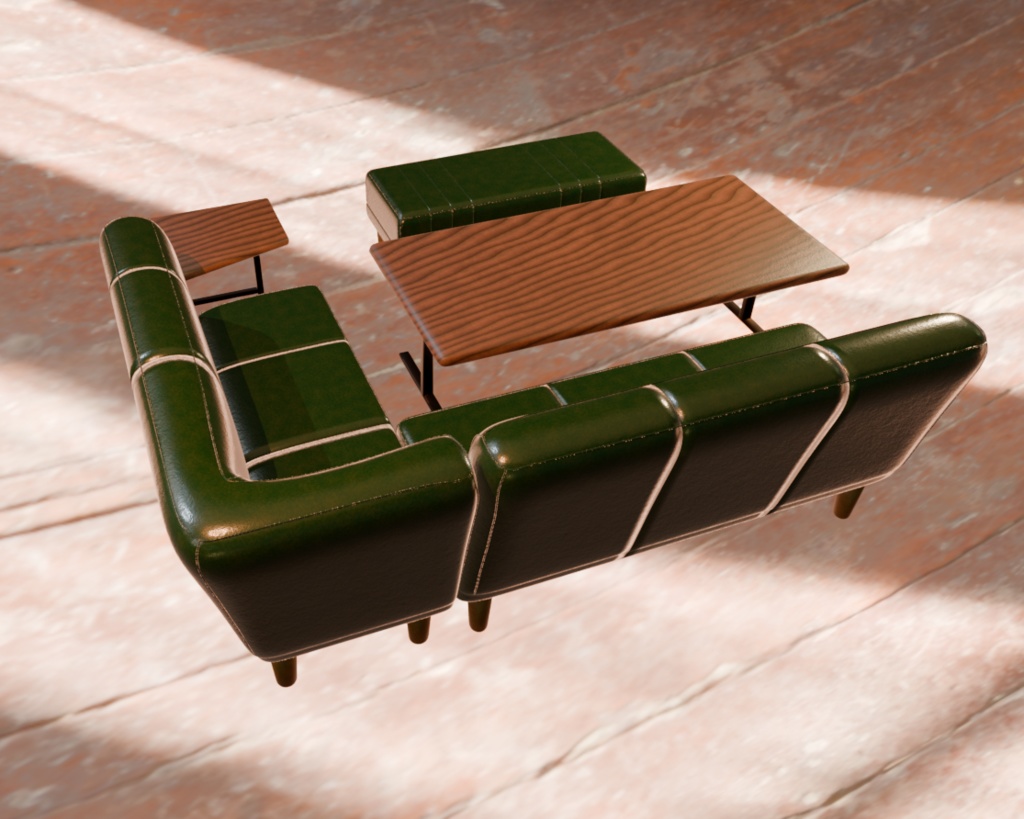 【Blender対応】3Dモデル:ソファー、テーブルセット