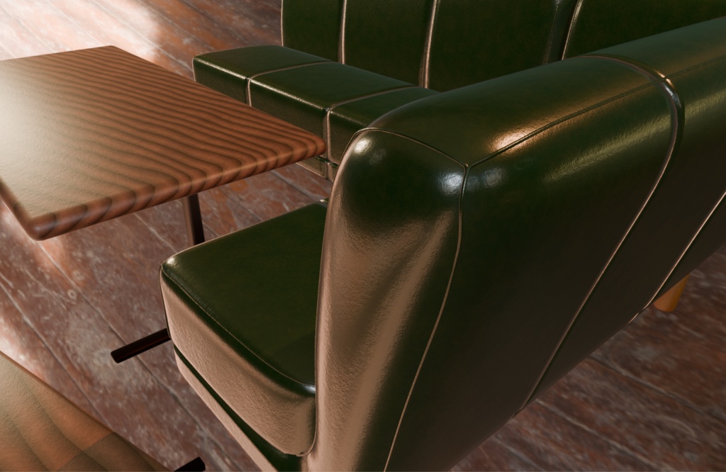 【Blender対応】3Dモデル:ソファー、テーブルセット