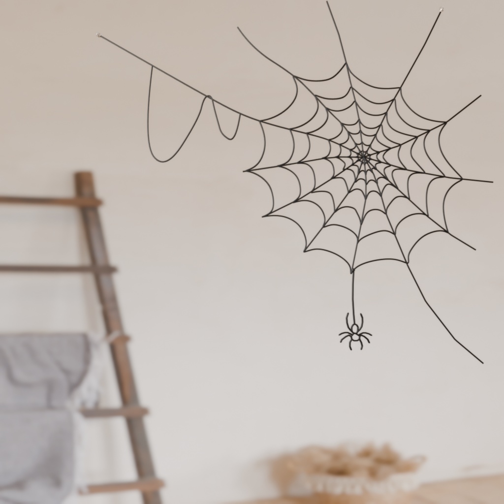 【無料配布】Blender対応 3Dモデル：ワイヤーガーランド・くもの巣