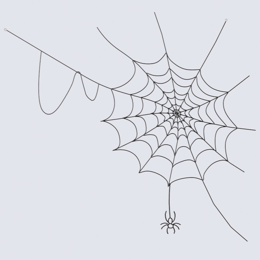 【無料配布】Blender対応 3Dモデル:ワイヤーガーランド・くもの巣