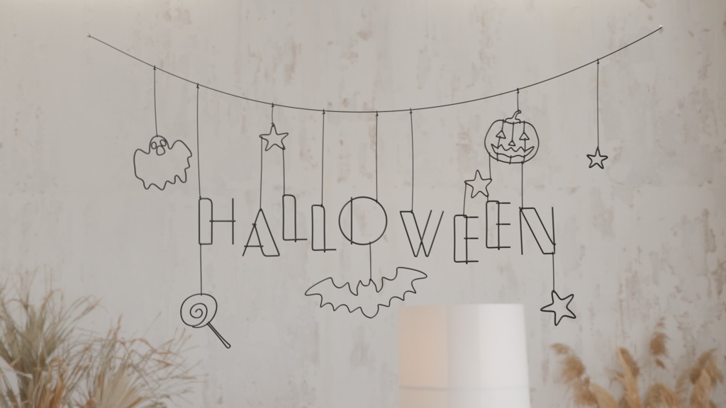【Blender対応】3Dモデル:ワイヤーガーランド・ハロウィン