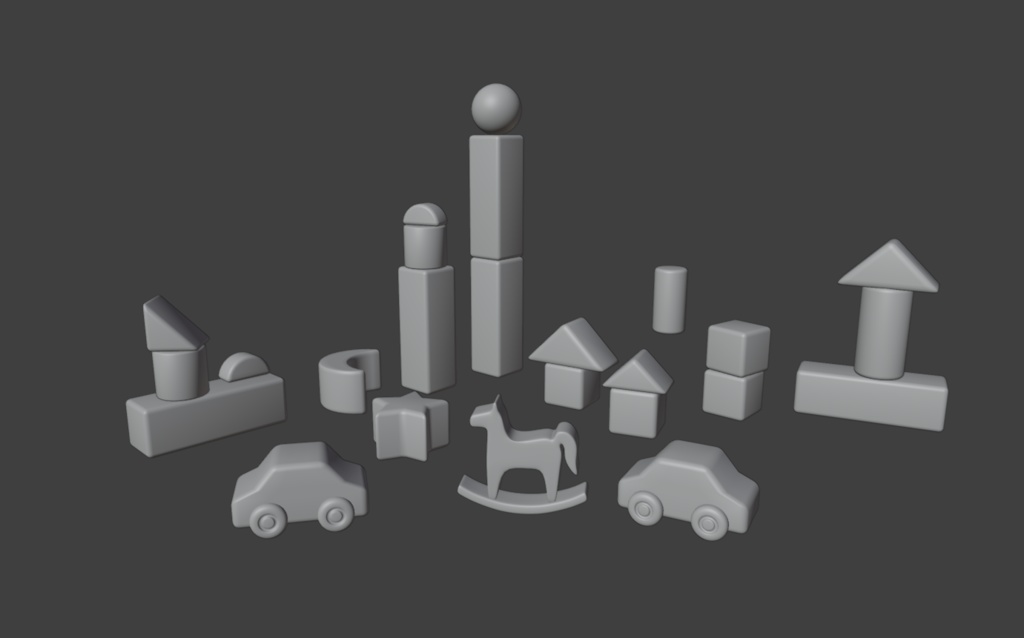 【Blender対応】3Dモデル:積み木のおもちゃ