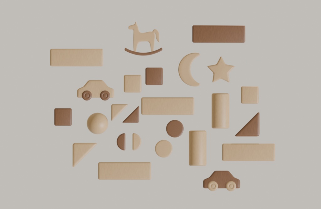 【Blender対応】3Dモデル:積み木のおもちゃ