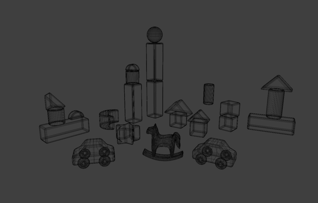 【Blender対応】3Dモデル:積み木のおもちゃ