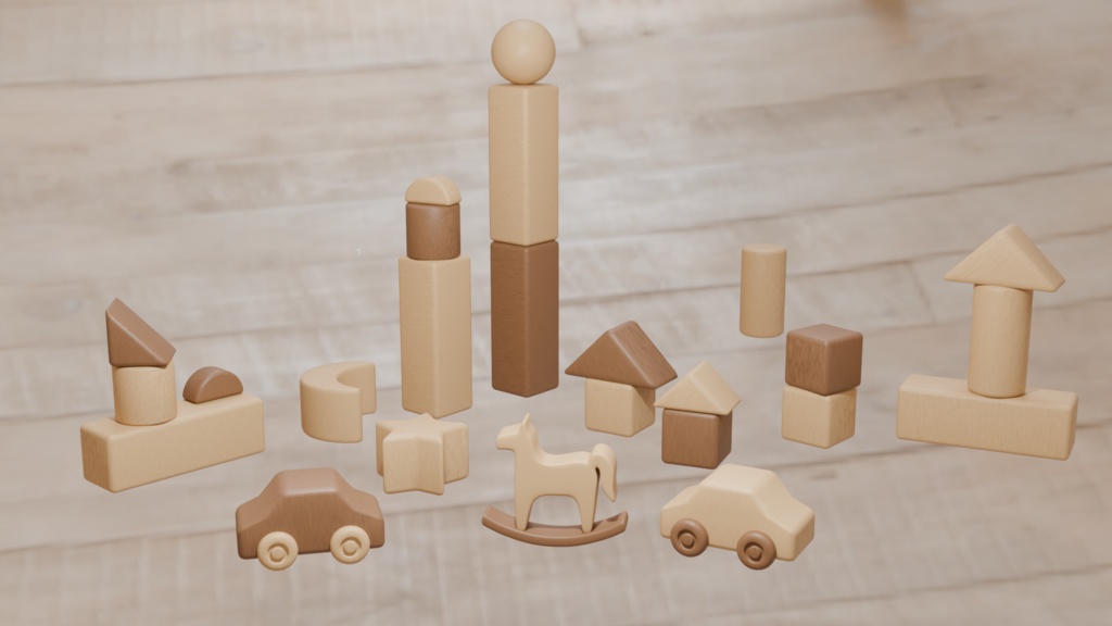 【Blender対応】3Dモデル：積み木のおもちゃ