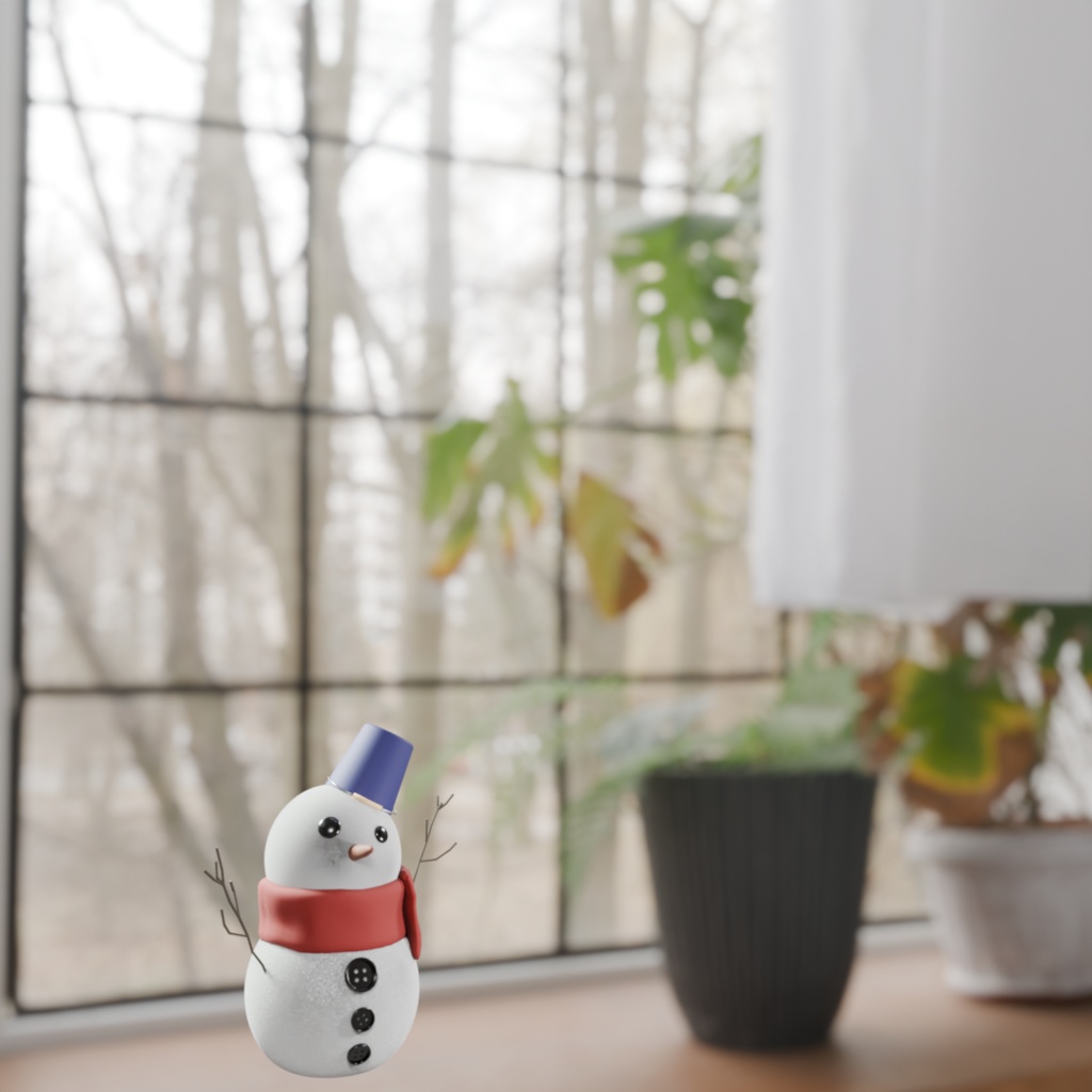 【Blender対応】3Dモデル:インテリア雪だるま