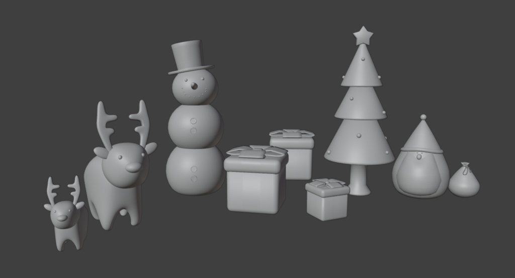 【Blender対応】3Dモデル:Xmasインテリアセット